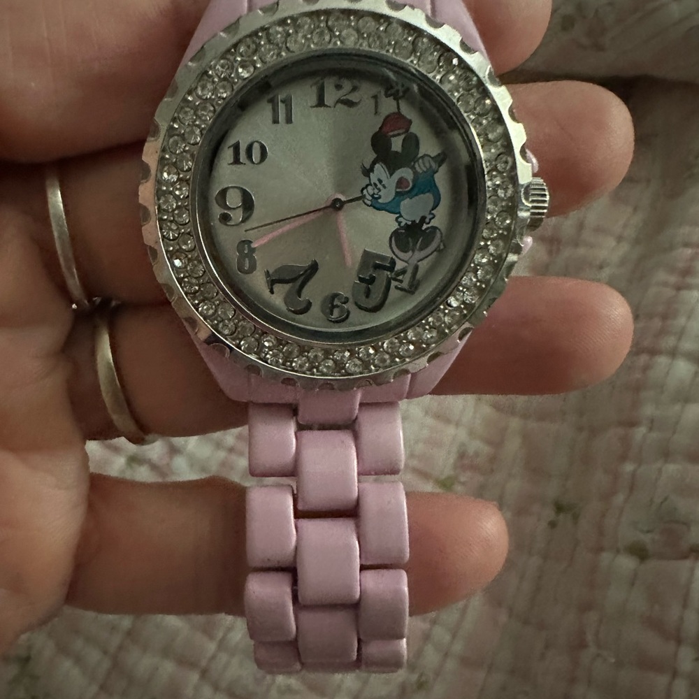 Disney Pink and Silver Minnie Mouse Watch